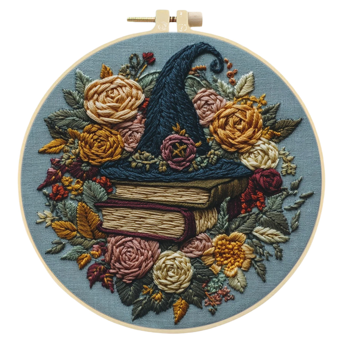 Vintage Spell - DIY Embroidery Cross Stitch Kit with Pattern Cotton Threads Needles Hoop 30×30CM/11.81×11.81in