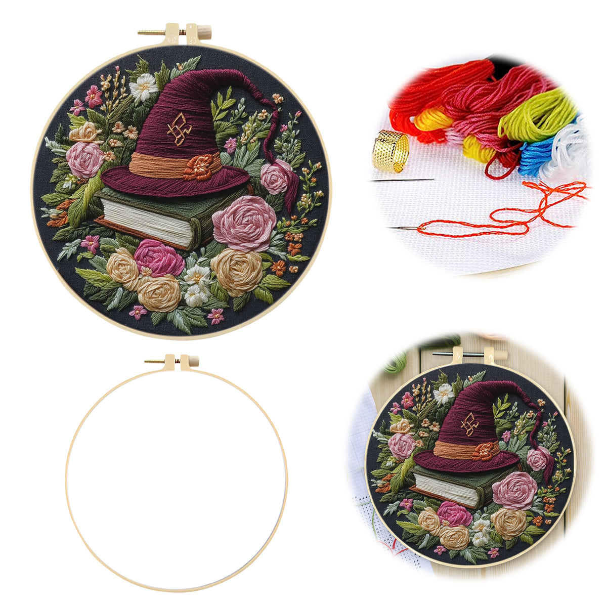 Dark Magic - DIY Embroidery Cross Stitch Kit with Pattern Cotton Threads Needles Hoop 30×30CM/11.81×11.81in