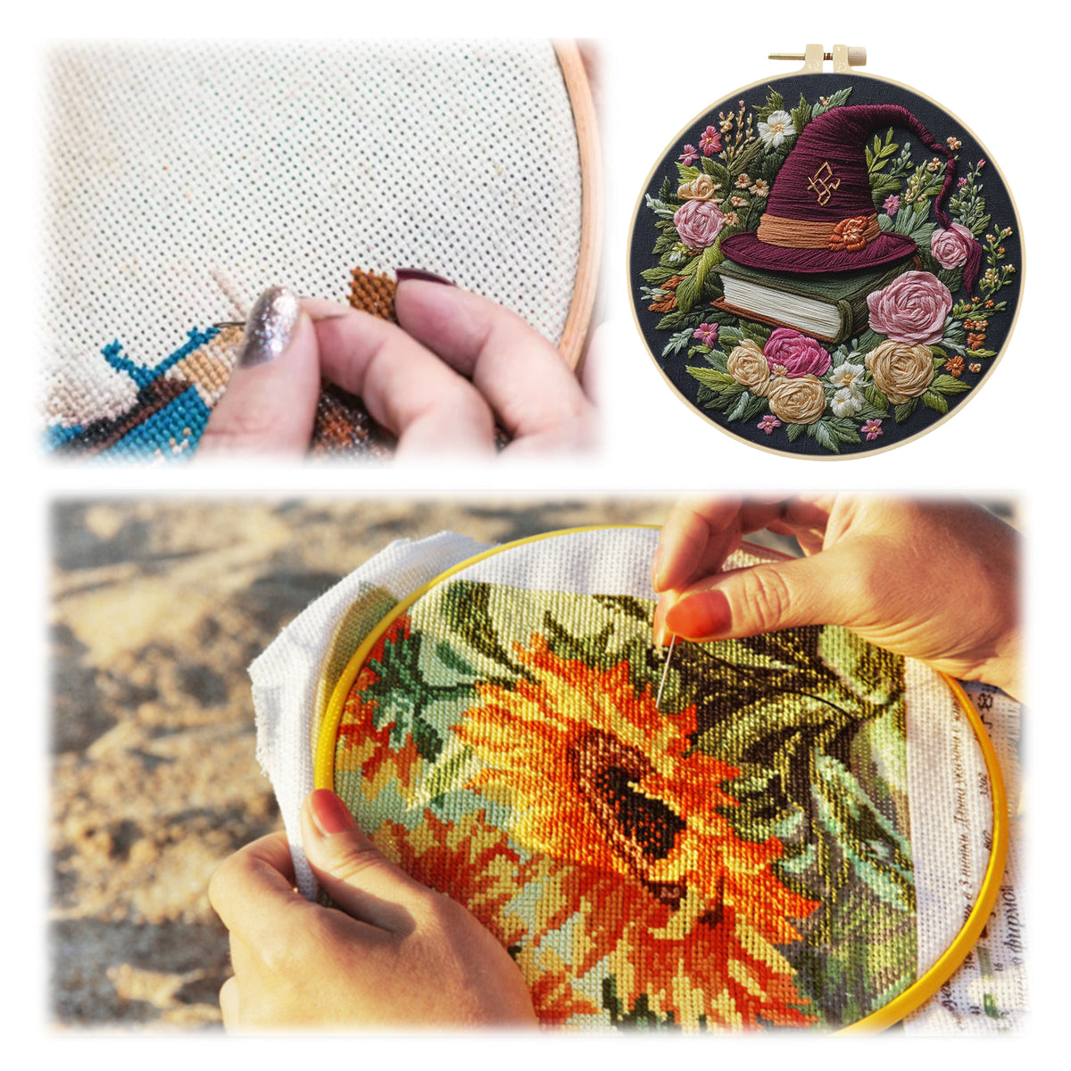 Dark Magic - DIY Embroidery Cross Stitch Kit with Pattern Cotton Threads Needles Hoop 30×30CM/11.81×11.81in