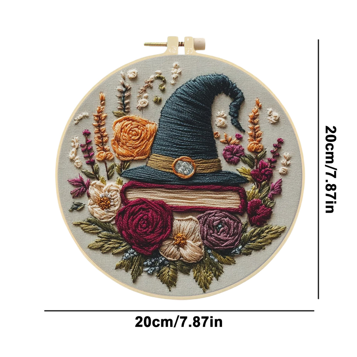 Floral Wizard - DIY Embroidery Cross Stitch Kit with Pattern Cotton Threads Needles Hoop 30×30CM/11.81×11.81in