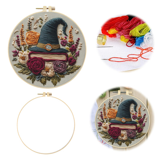 Blumenzauber - DIY-Stickset für Kreuzstich mit Muster, Baumwollgarnen, Nadeln und Stickrahmen, 30×30 cm