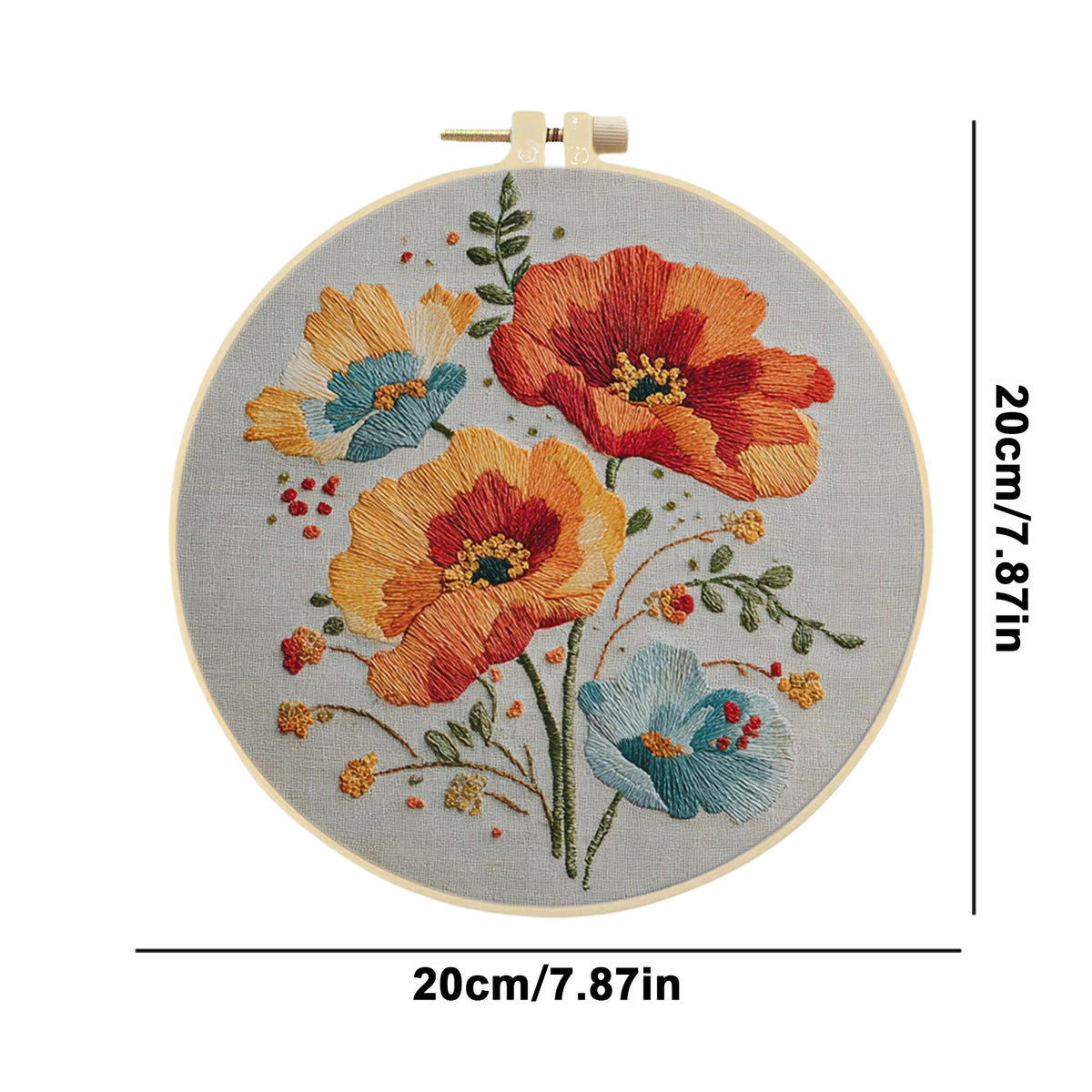 Warm Floral - DIY Embroidery Cross Stitch Kit with Pattern Cotton Threads Needles Hoop 30×30CM/11.81×11.81in