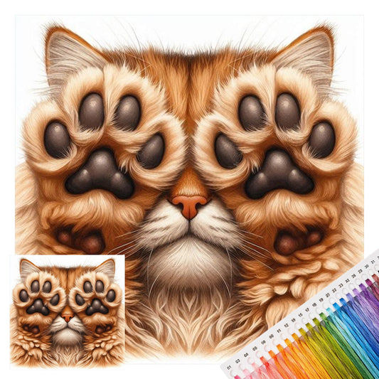 Katze – Vollständiges 14CT gestempeltes Kreuzstich-Set 30x30CM – Huacan