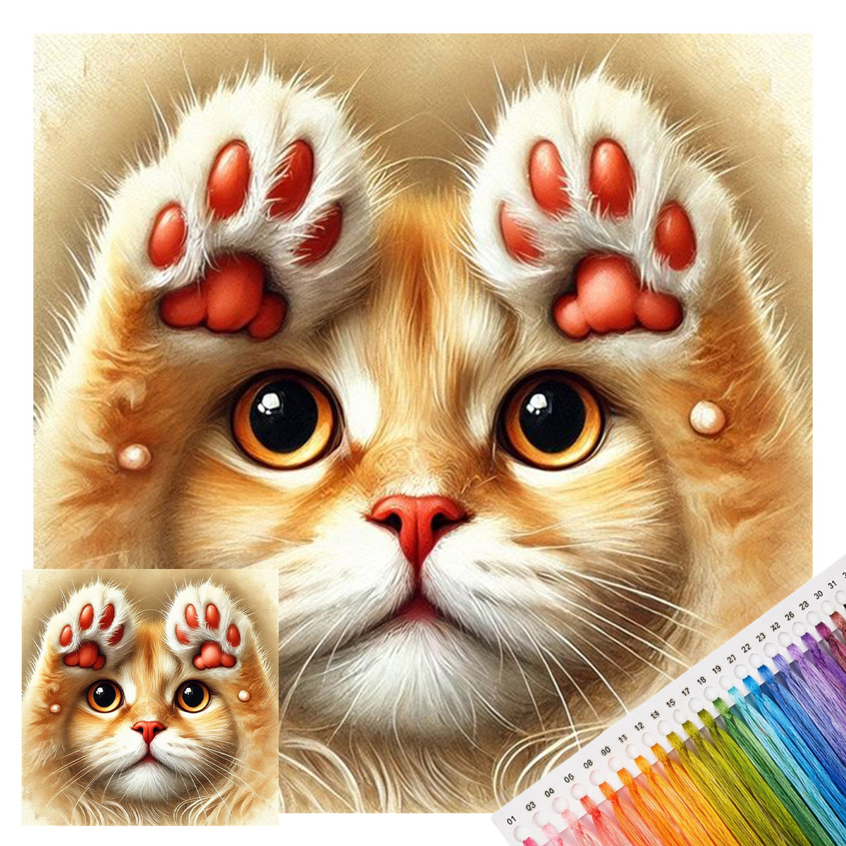 Katze – Vollständiges 14CT gestempeltes Stickset 40x40CM – Huacan
