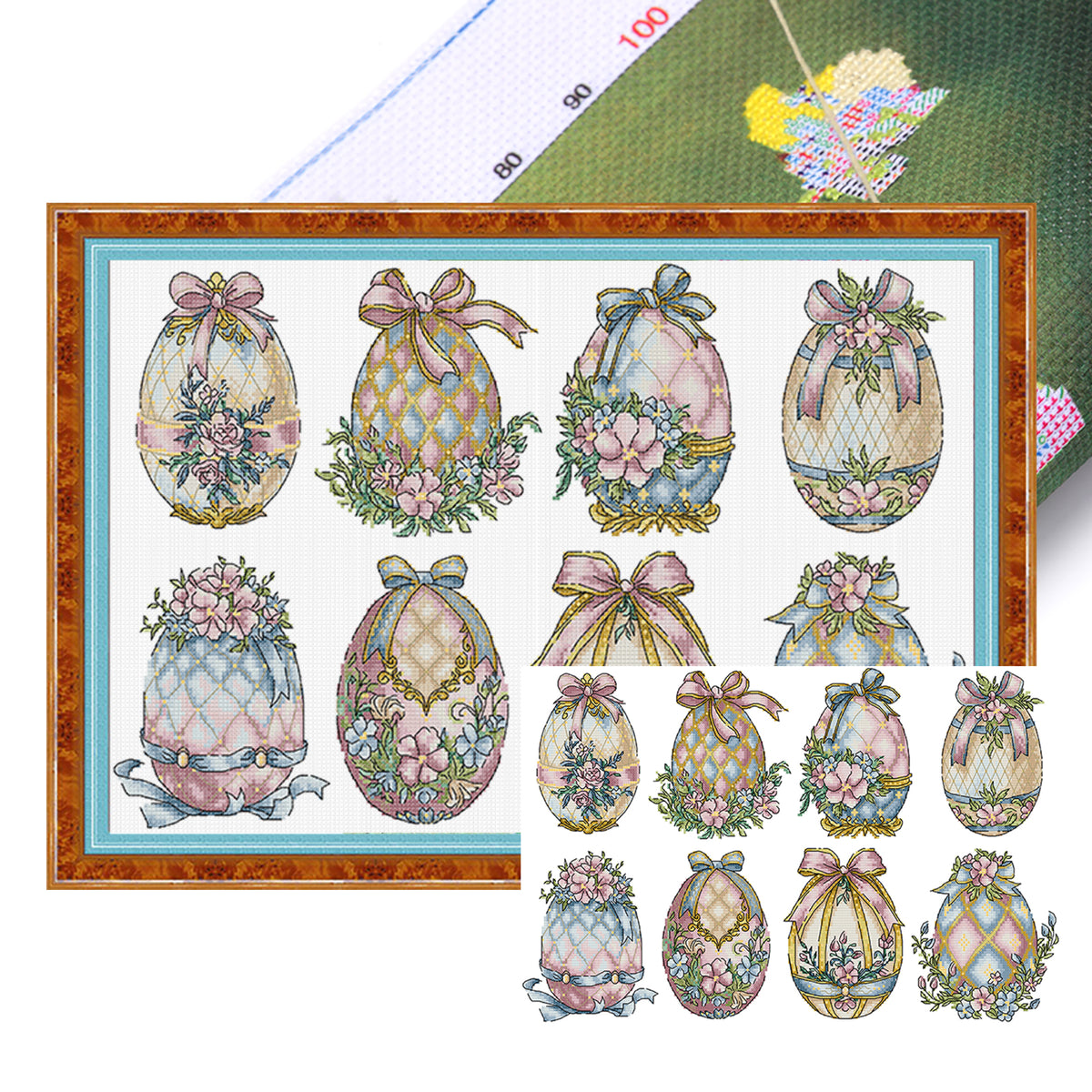 Osterdekorations-Ei – Partieller 14CT Stempel-Kreuzstich 50x33cm – Joy Sunday Rückstich