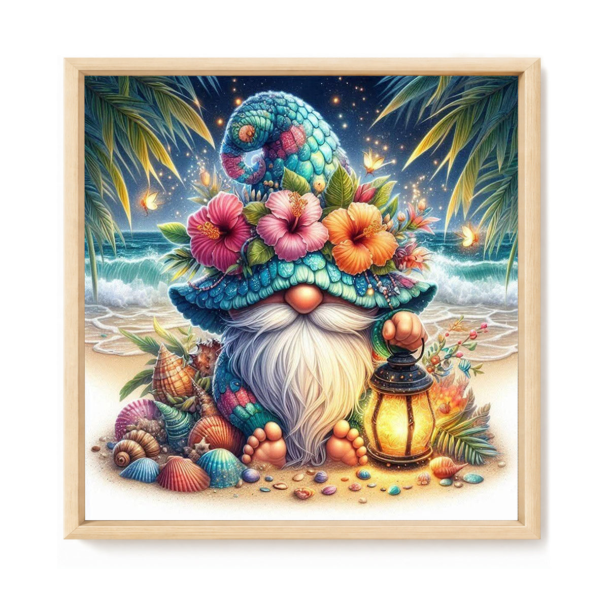 Seashell Gnome - Full 11CT Stamped Cross Stitch 40x40CM - Huacan