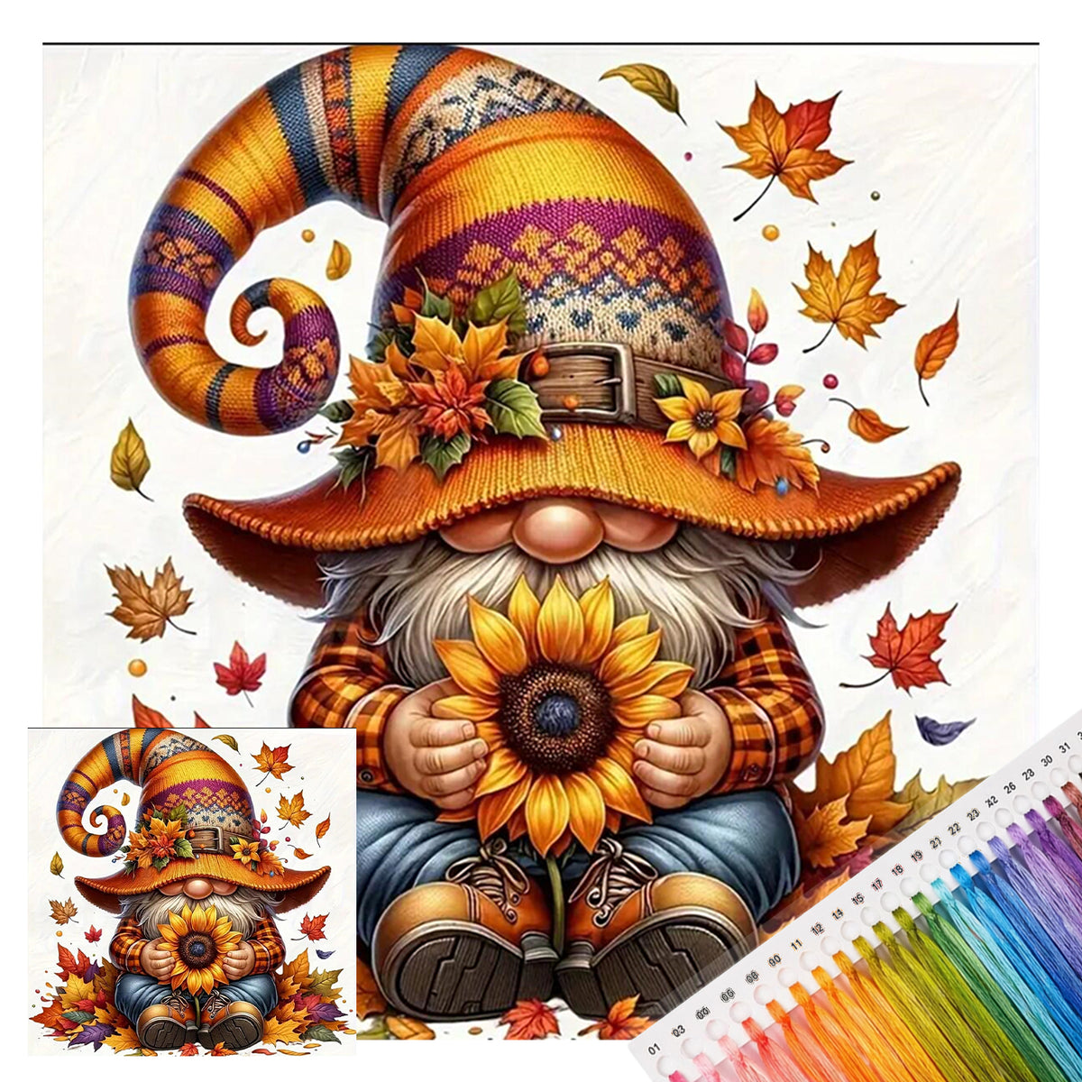 Herbst-Gnom – Vollständiges 11CT gestempeltes Kreuzstich-Set 40x40CM – Huacan