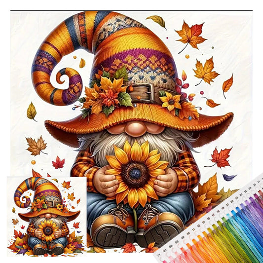 Herbst-Gnom – Vollständiges 11CT gestempeltes Kreuzstich-Set 40x40CM – Huacan