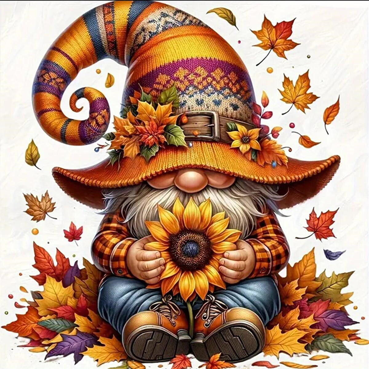 Herbst-Gnom – Vollständiges 11CT gestempeltes Kreuzstich-Set 40x40CM – Huacan