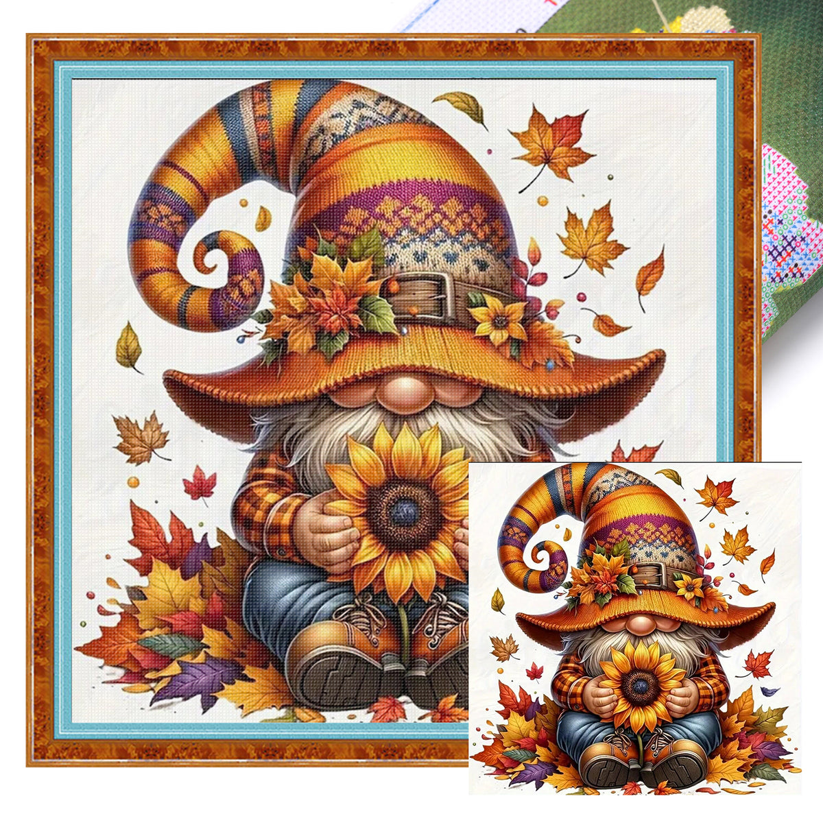 Herbst-Gnom – Vollständiges 11CT gestempeltes Kreuzstich-Set 40x40CM – Huacan