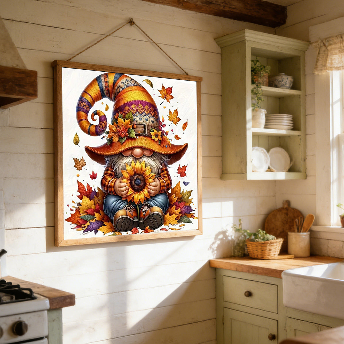 Herbst-Gnom – Vollständiges 11CT gestempeltes Kreuzstich-Set 40x40CM – Huacan