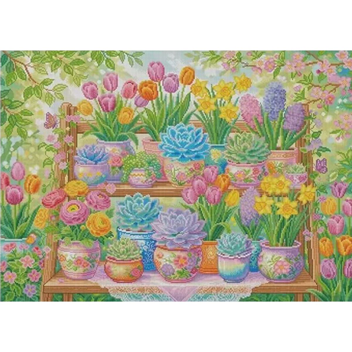 Succulent Plant - Full 11CT Stamped Cross Stitch 90x70CM - Mona Lisa