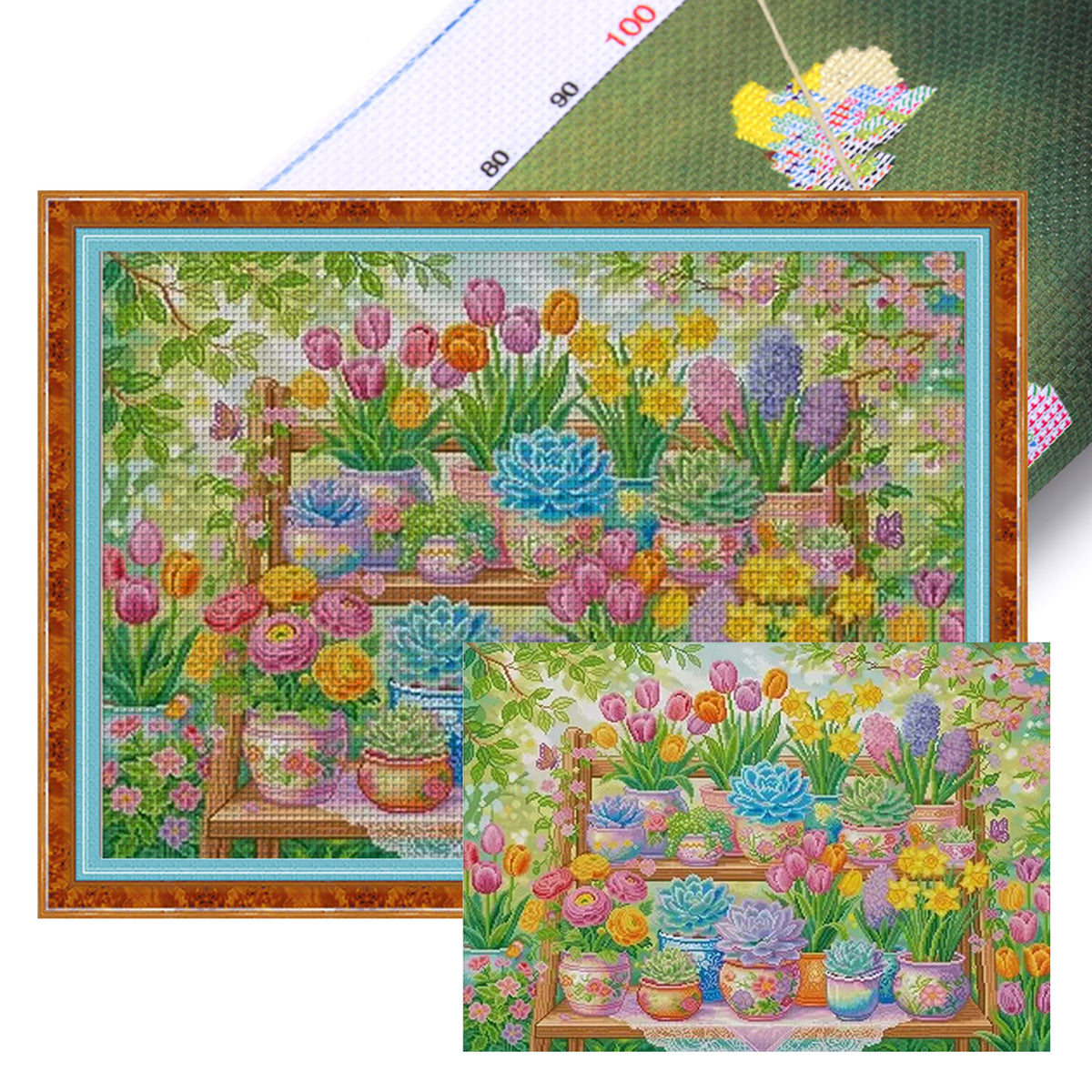 Succulent Plant - Full 11CT Stamped Cross Stitch 90x70CM - Mona Lisa