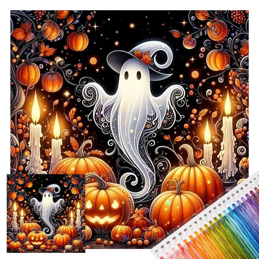 Geist mit Hexenhut - Vollständiges 11CT Stanz-Kreuzstichset 45x45CM - Huacan