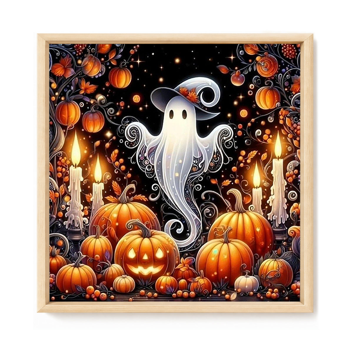 Geist mit Hexenhut - Vollständiges 11CT Stanz-Kreuzstichset 45x45CM - Huacan