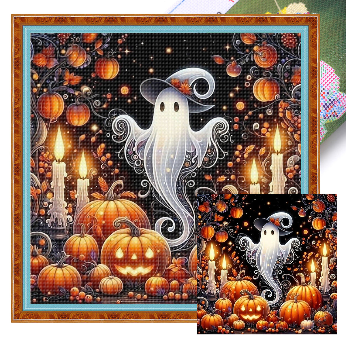 Geist mit Hexenhut - Vollständiges 11CT Stanz-Kreuzstichset 45x45CM - Huacan