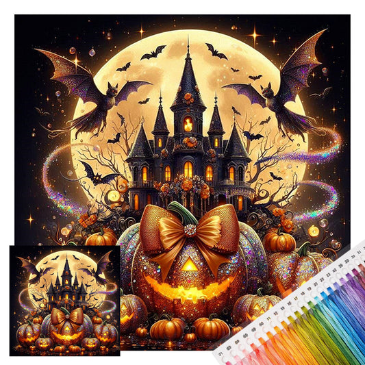 Vollmond Altes Schloss – Vollständiges 11CT gestempeltes Kreuzstich-Set 45x45cm – Huacan