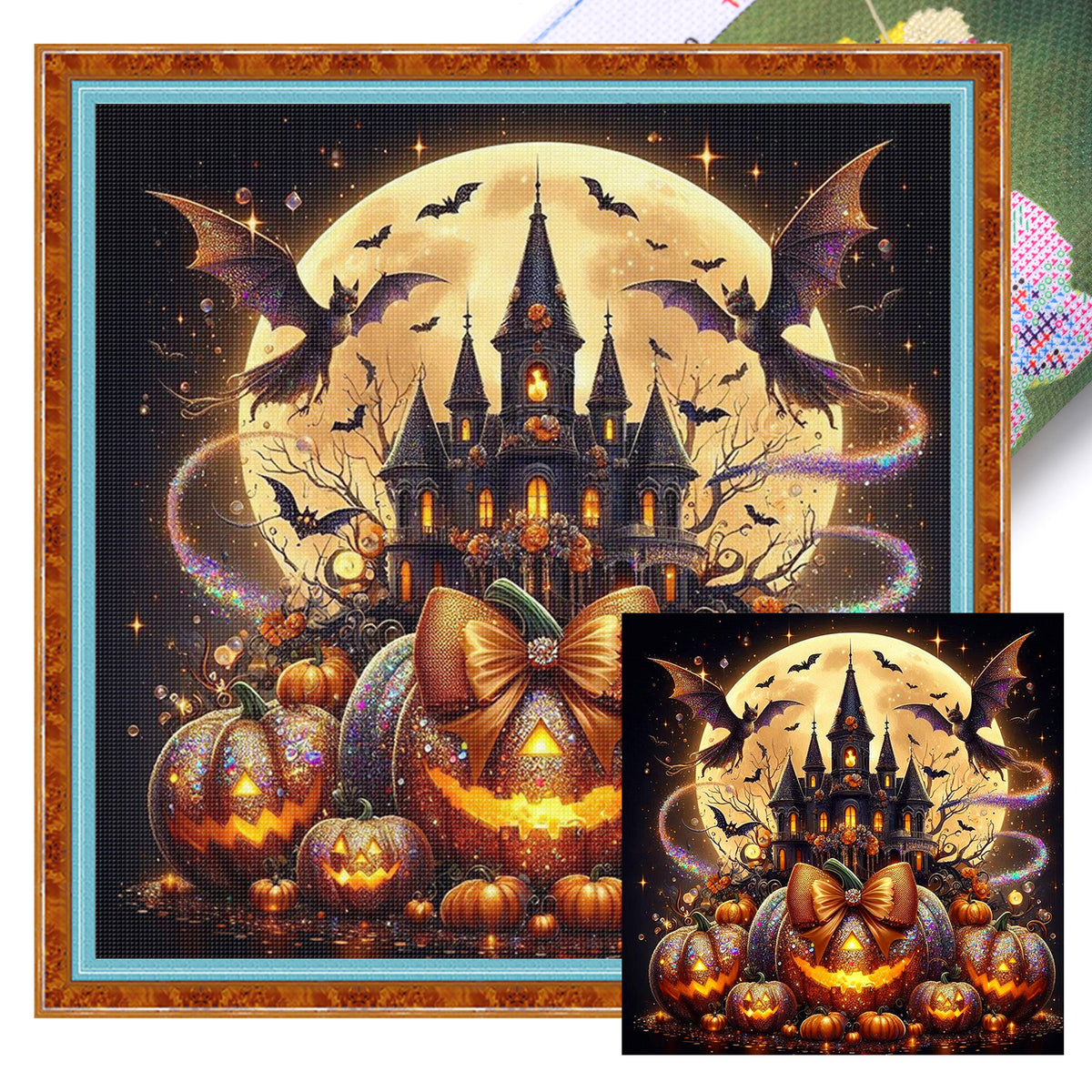 Vollmond Altes Schloss – Vollständiges 11CT gestempeltes Kreuzstich-Set 45x45cm – Huacan