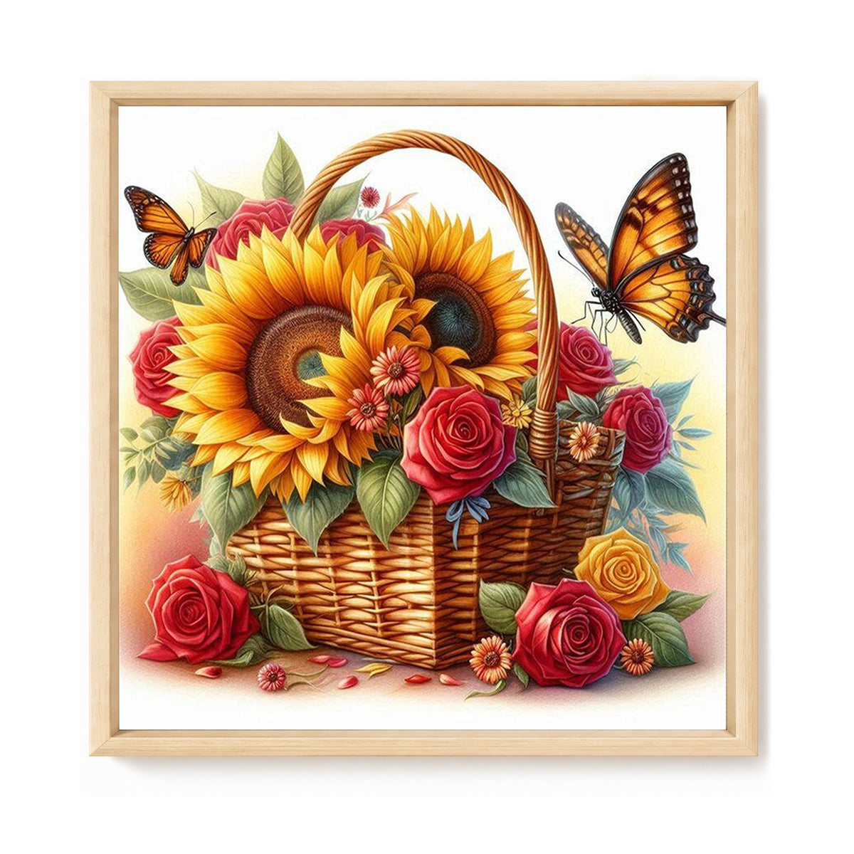 Flower Basket Butterfly Shadow - Full 11CT Stamped Cross Stitch 40x40CM - Huacan
