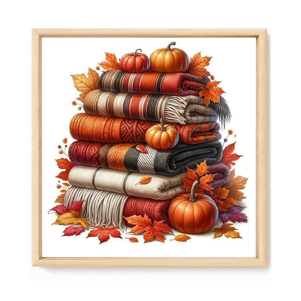 Autumn Knit Blanket - Full 11CT Stamped Cross Stitch 40x40CM - Huacan