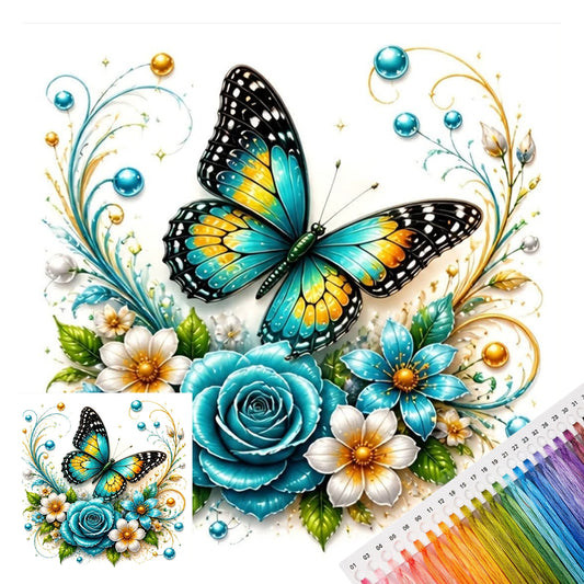 Schmetterling - Vollständiges 11CT Stempel-Kreuzstich-Set 45x45CM - Huacan