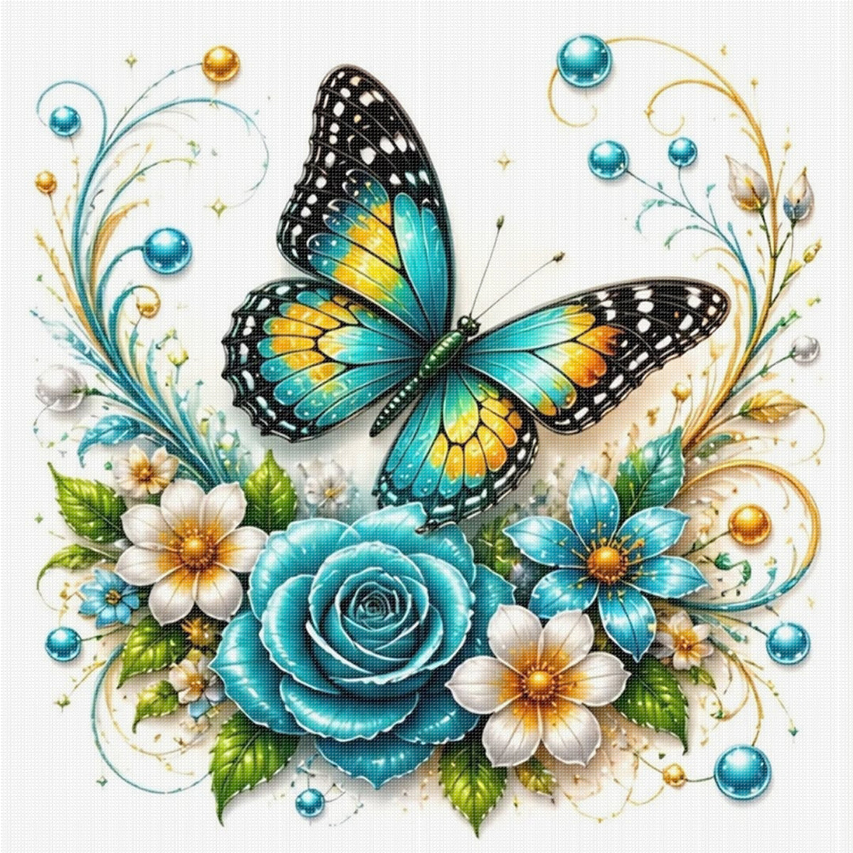 Butterfly - Full 11CT Stamped Cross Stitch 45x45CM - Huacan