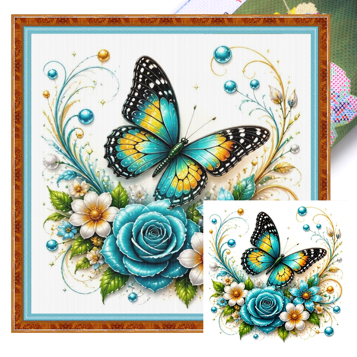 Butterfly - Full 11CT Stamped Cross Stitch 45x45CM - Huacan