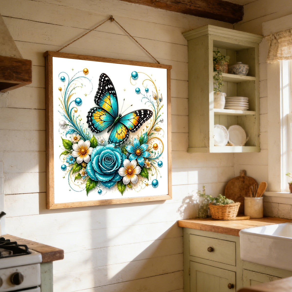 Butterfly - Full 11CT Stamped Cross Stitch 45x45CM - Huacan