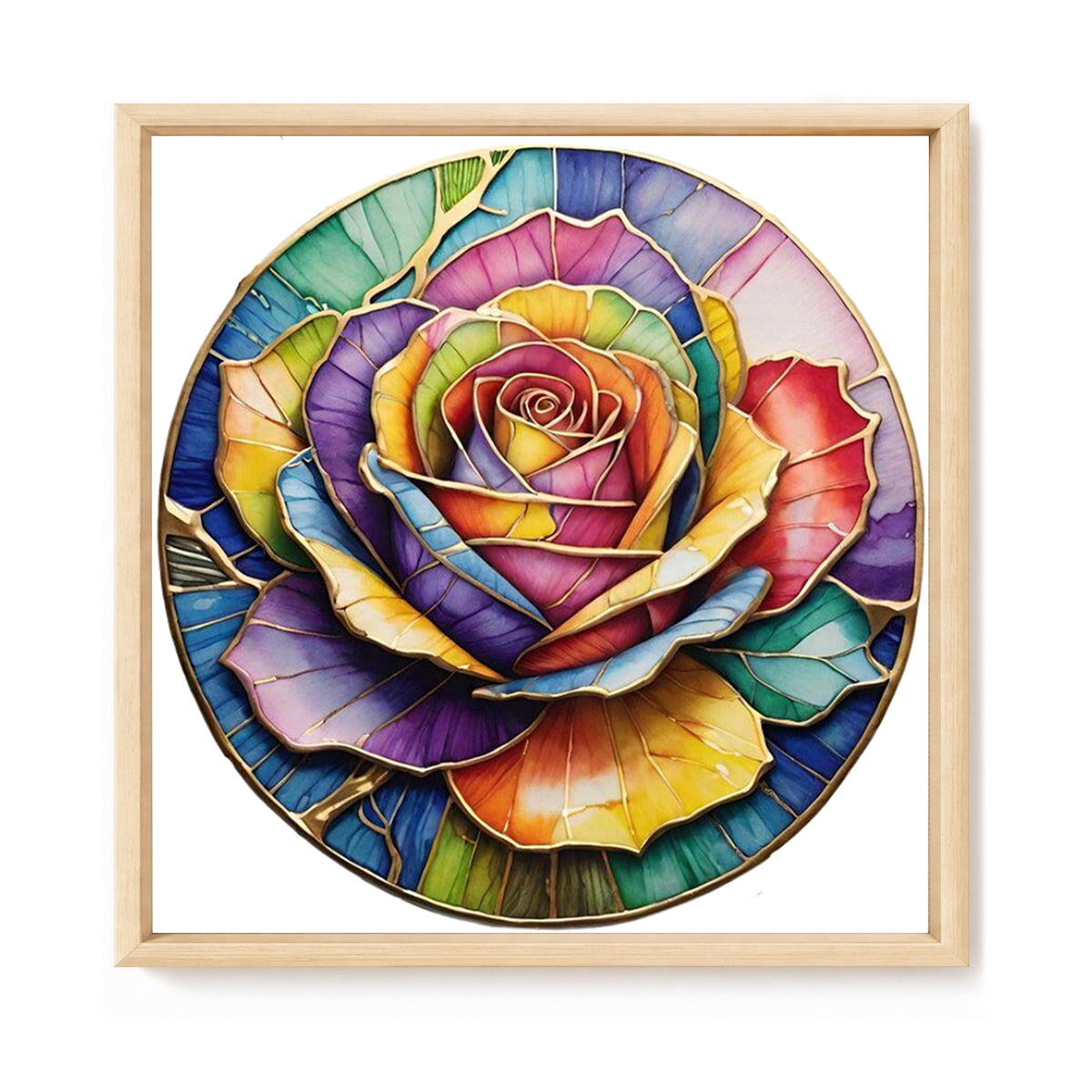 Colorful Glass Rose - Full 11CT Stamped Cross Stitch 40x40CM - Huacan