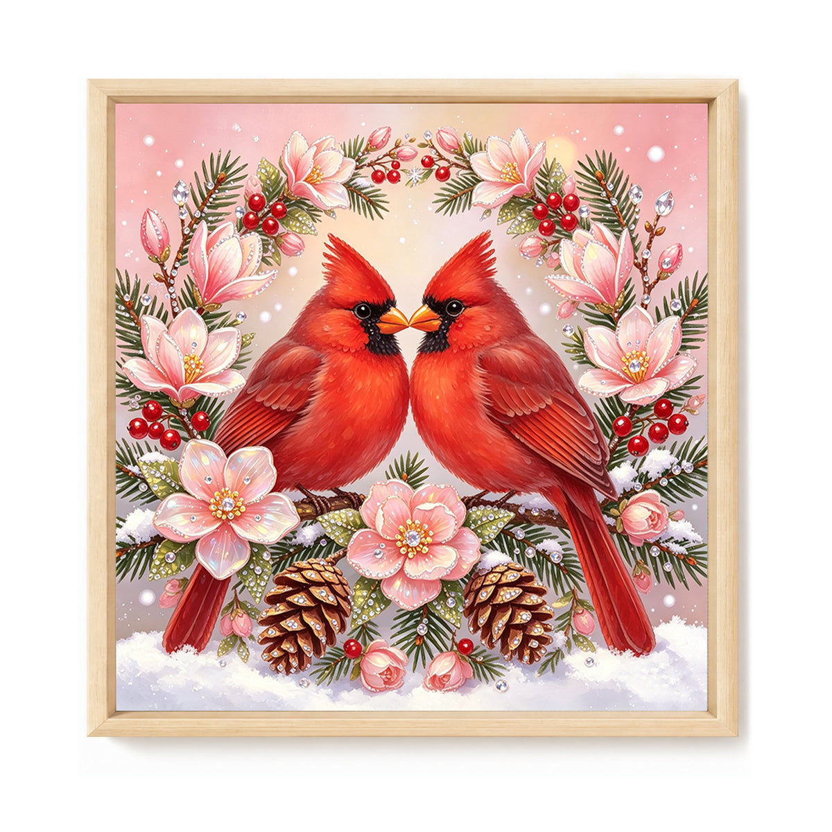 Winter Bird Couple - Full 11CT Stamped Cross Stitch 40x40CM - Huacan