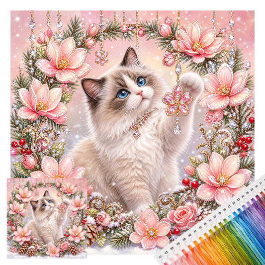 Ragdoll-Katze – Vollständiges 11CT-Stempel-Kreuzstich-Set 40x40cm – Huacan