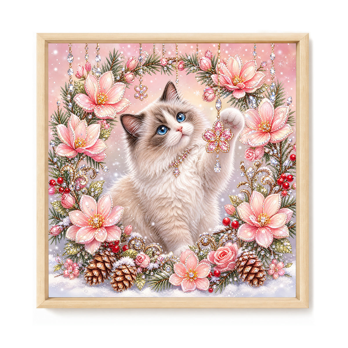Ragdoll-Katze – Vollständiges 11CT-Stempel-Kreuzstich-Set 40x40cm – Huacan