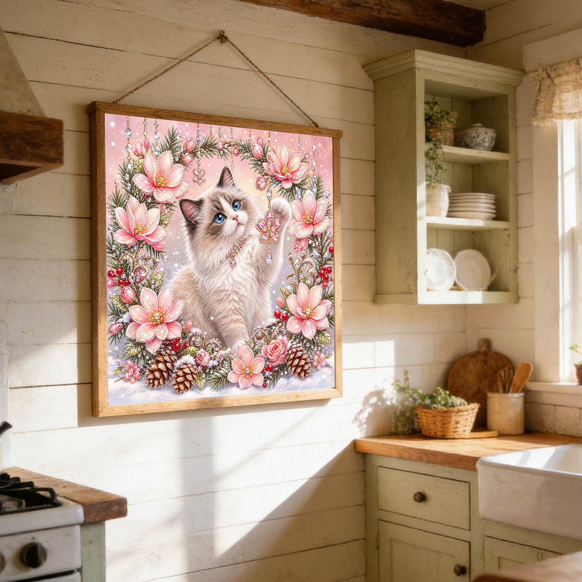Ragdoll-Katze – Vollständiges 11CT-Stempel-Kreuzstich-Set 40x40cm – Huacan