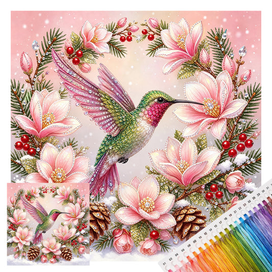 Bunter Feder-Kolibri - Vollständiges 11CT gestempeltes Kreuzstich-Set 40x40CM - Huacan