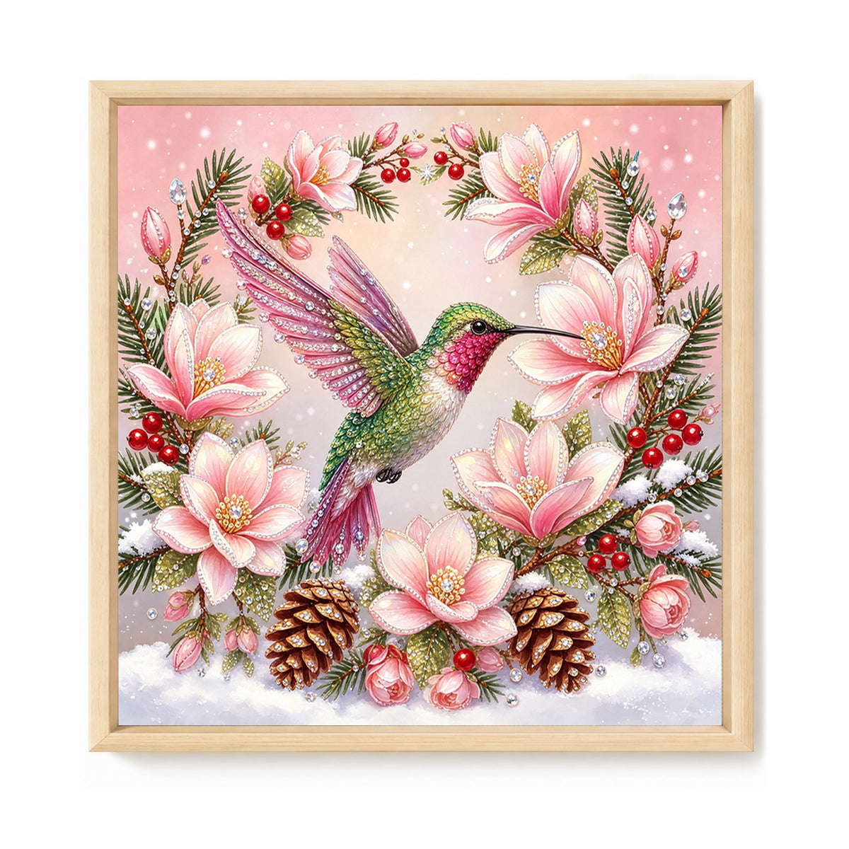 Bunter Feder-Kolibri - Vollständiges 11CT gestempeltes Kreuzstich-Set 40x40CM - Huacan