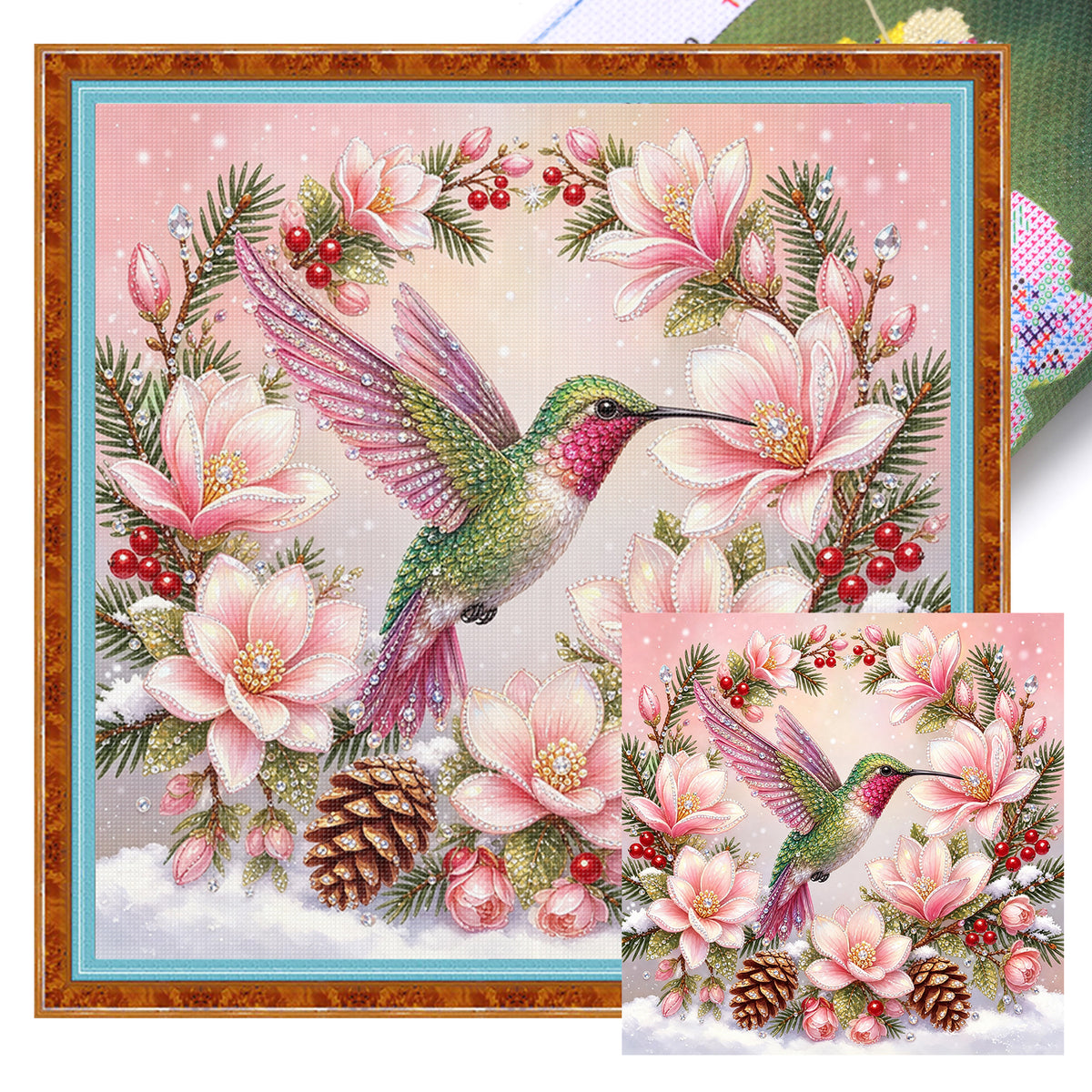 Bunter Feder-Kolibri - Vollständiges 11CT gestempeltes Kreuzstich-Set 40x40CM - Huacan