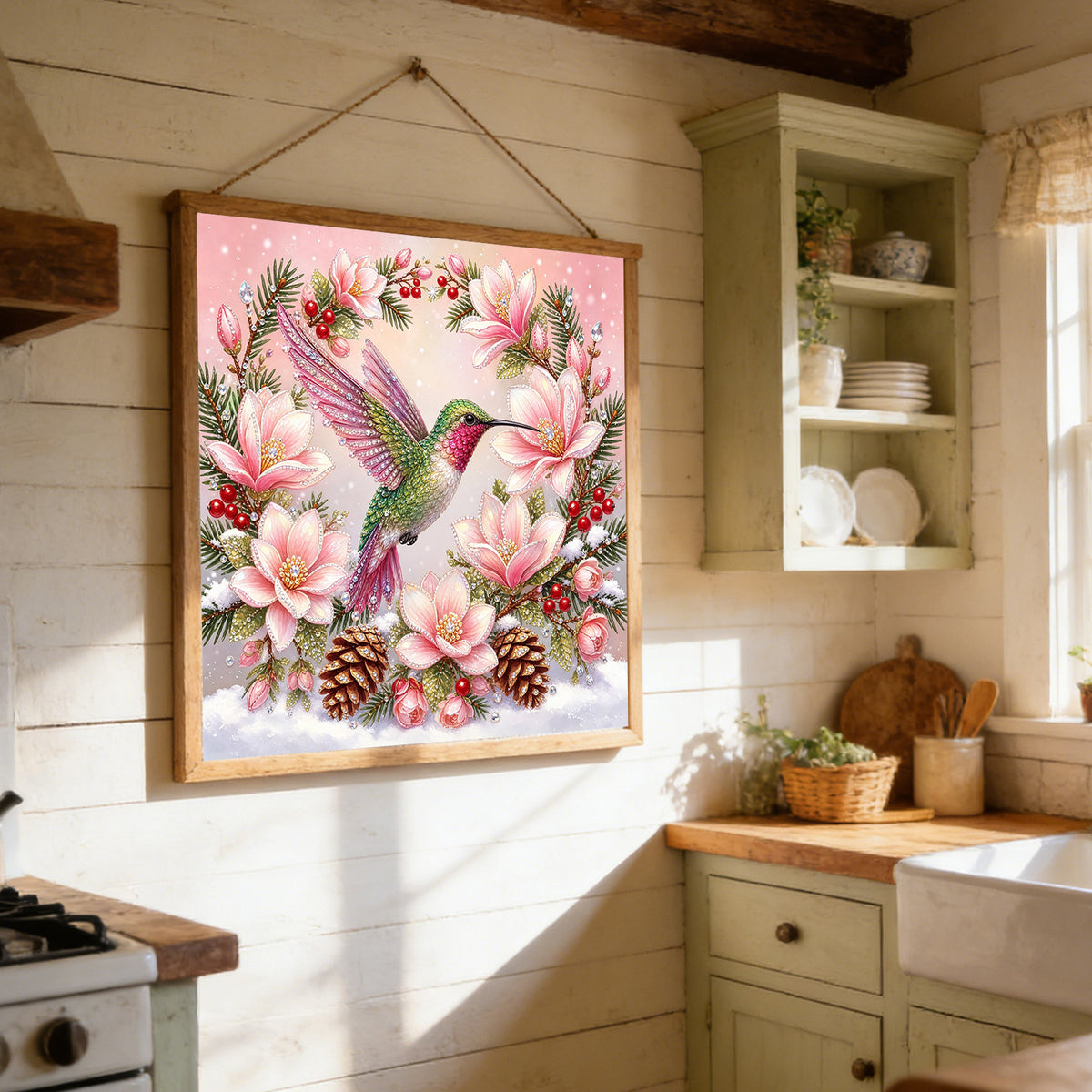 Bunter Feder-Kolibri - Vollständiges 11CT gestempeltes Kreuzstich-Set 40x40CM - Huacan