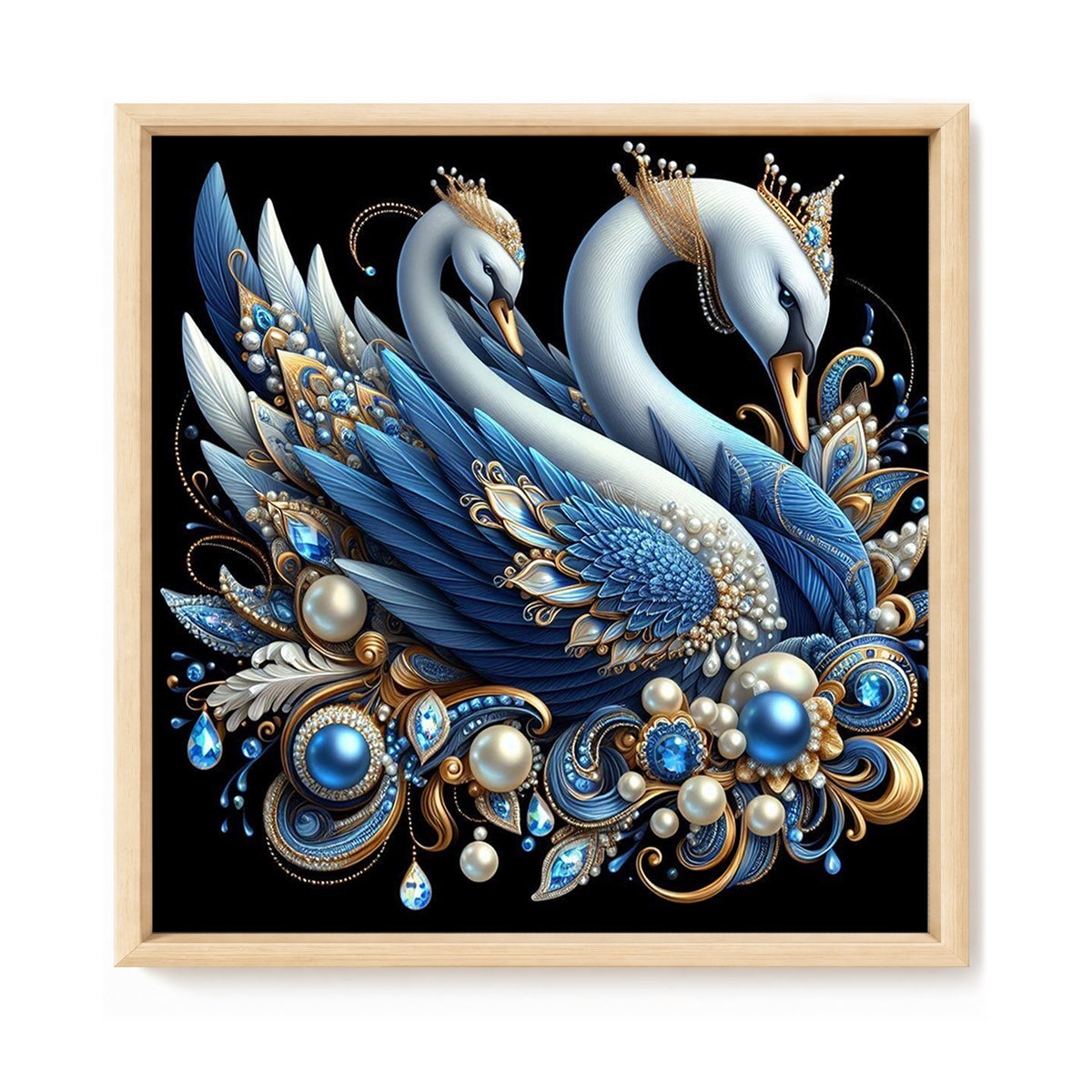 Blue Gold Swan - Full 11CT Stamped Cross Stitch 40x40CM - Huacan