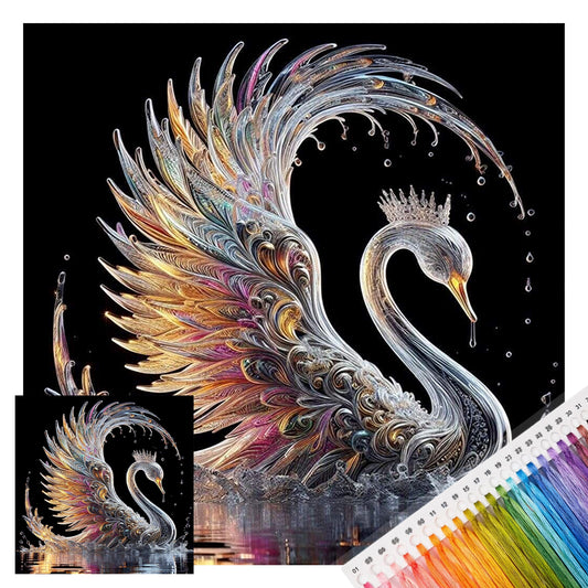Iridescent Swan - Full 11CT Stamped Cross Stitch 40x40CM - Huacan