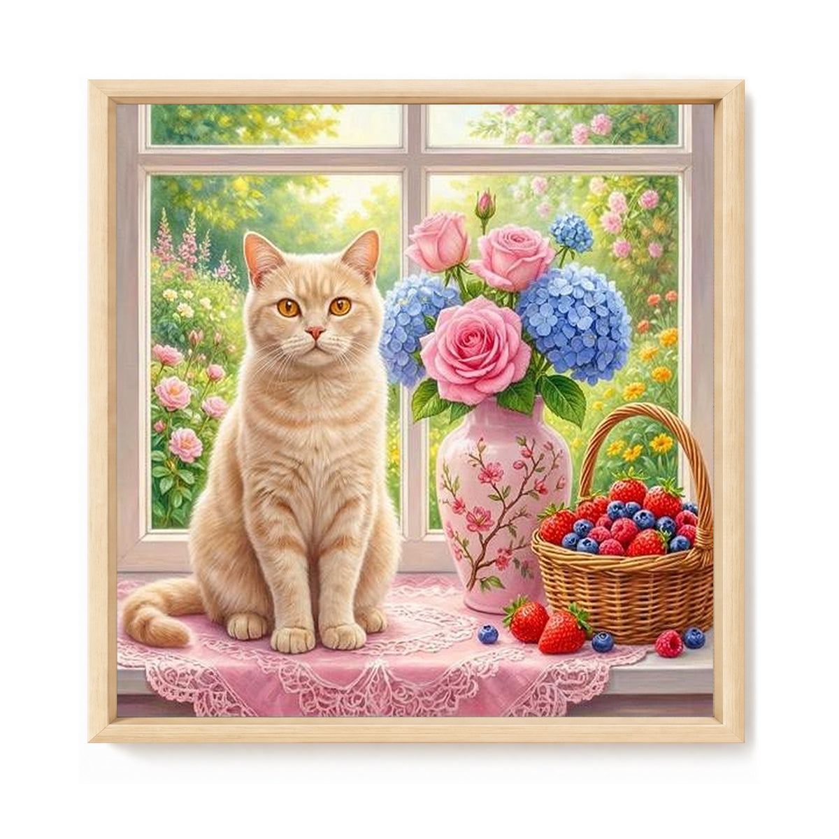 Hellorangene Frühlingskatze - Vollständiges 14CT gestempeltes Kreuzstich-Set 40x40CM - Huacan