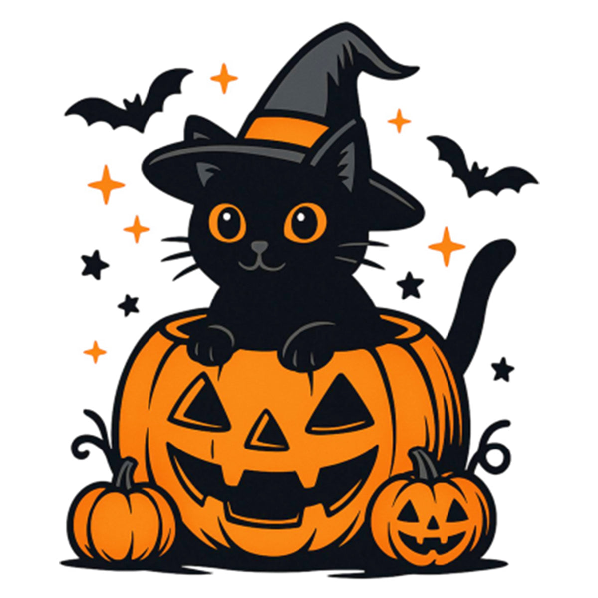 Black Cat Pumpkin - Full 11CT Stamped Cross Stitch 40x50CM - Huacan
