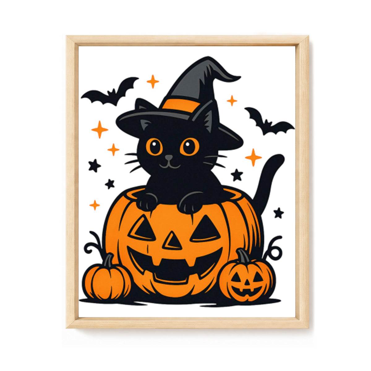 Black Cat Pumpkin - Full 11CT Stamped Cross Stitch 40x50CM - Huacan
