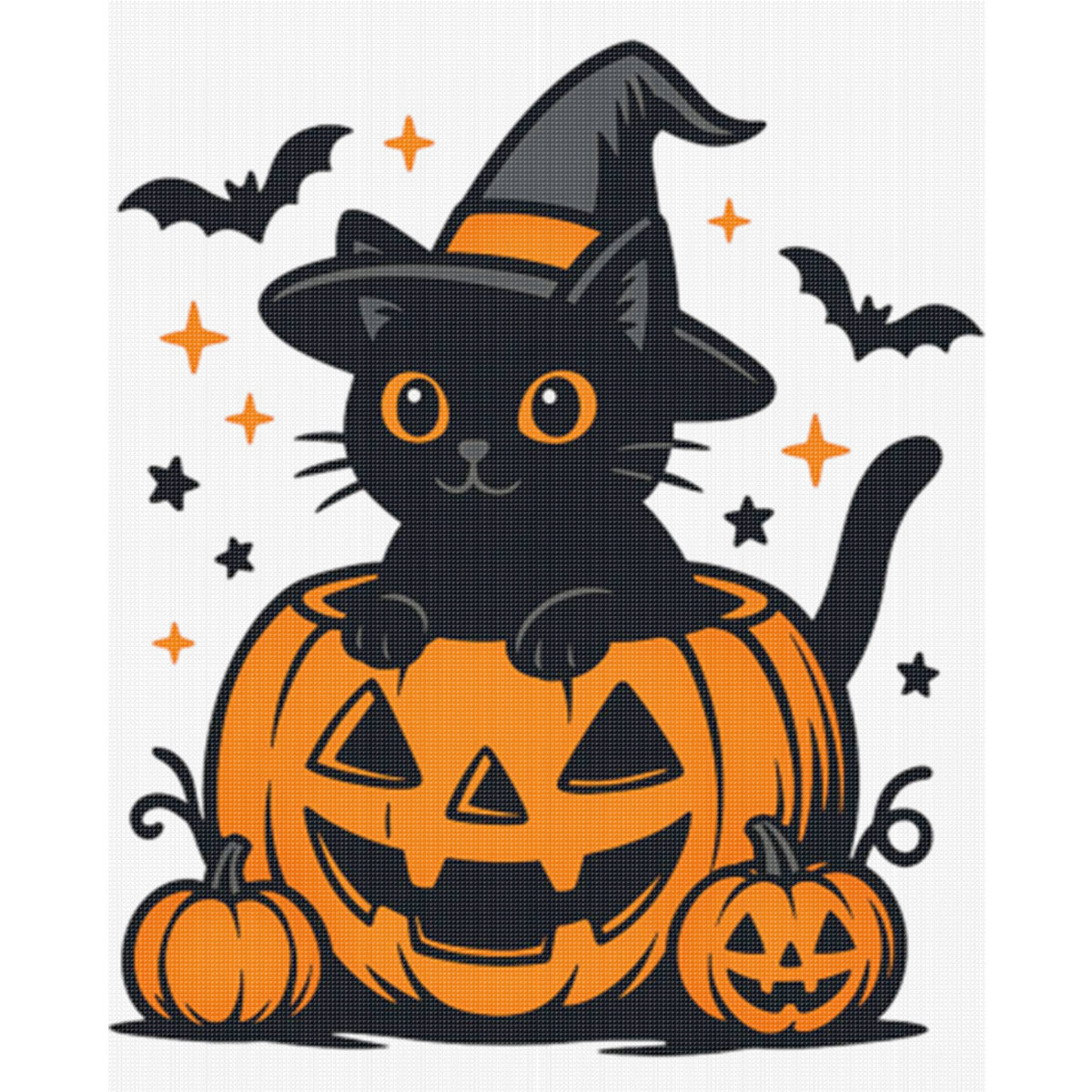 Black Cat Pumpkin - Full 11CT Stamped Cross Stitch 40x50CM - Huacan
