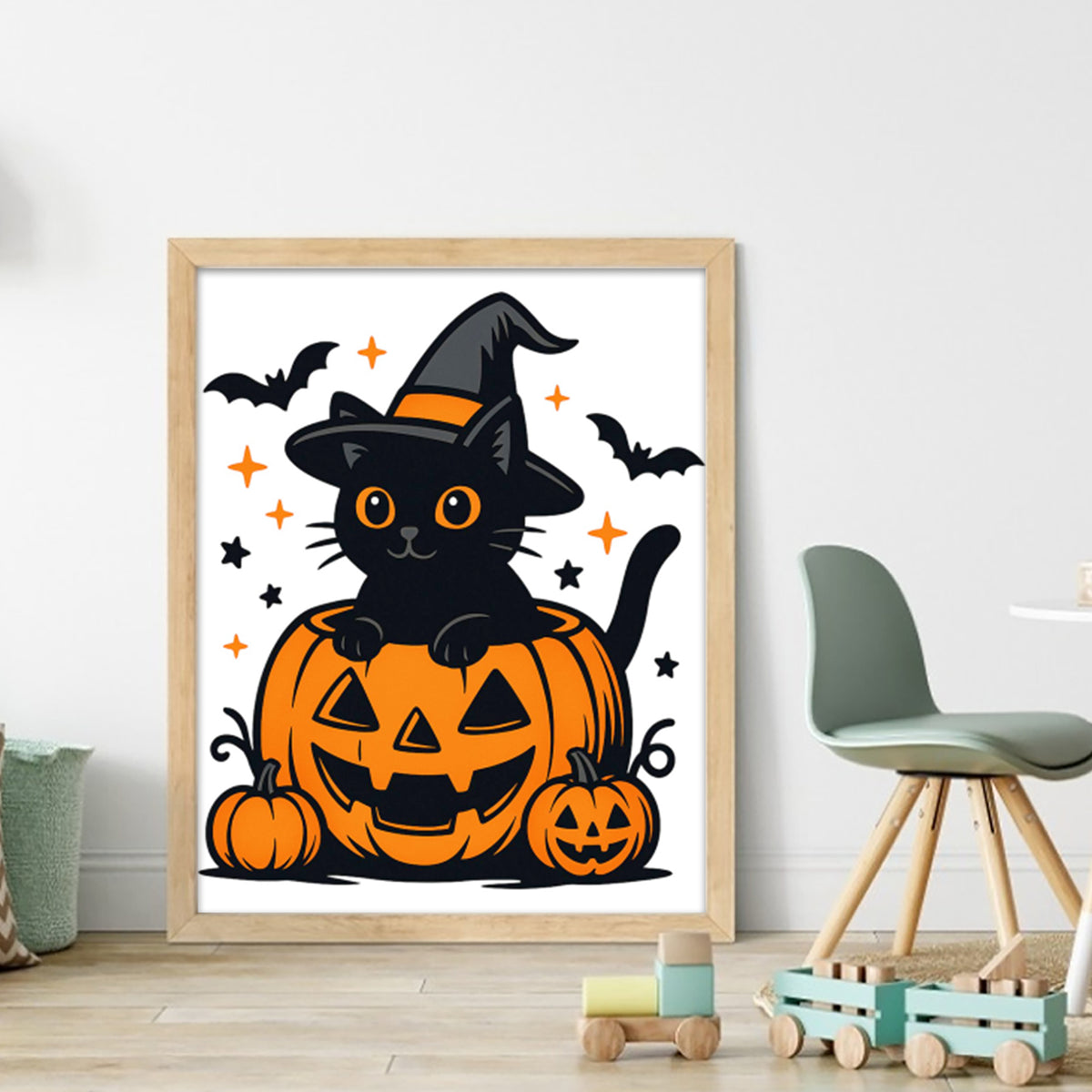 Black Cat Pumpkin - Full 11CT Stamped Cross Stitch 40x50CM - Huacan