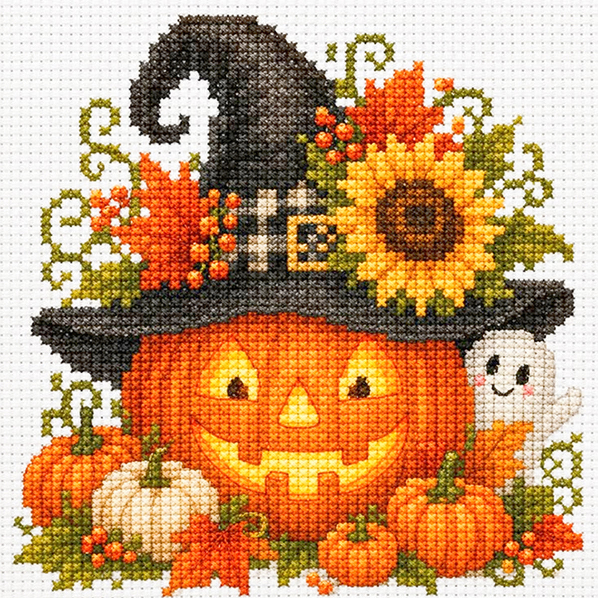 Kürbis-Hut - Vollständiges 11CT gestempeltes Kreuzstich-Set 30x30CM - Huacan