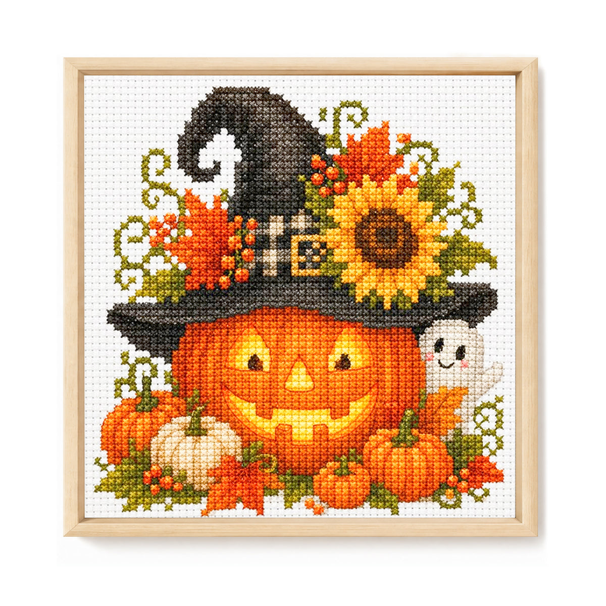 Kürbis-Hut - Vollständiges 11CT gestempeltes Kreuzstich-Set 30x30CM - Huacan