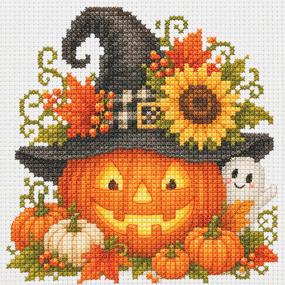 Kürbis-Hut - Vollständiges 11CT gestempeltes Kreuzstich-Set 30x30CM - Huacan