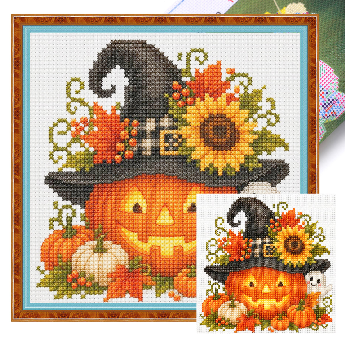 Kürbis-Hut - Vollständiges 11CT gestempeltes Kreuzstich-Set 30x30CM - Huacan