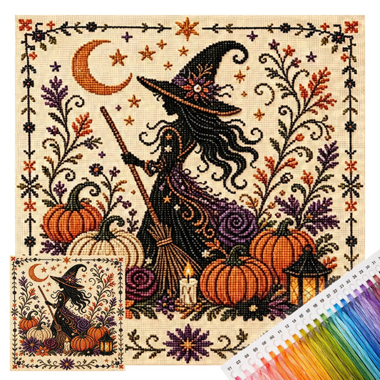 Mondhexe - Stempel-Kreuzstich 30x30CM - Huacan