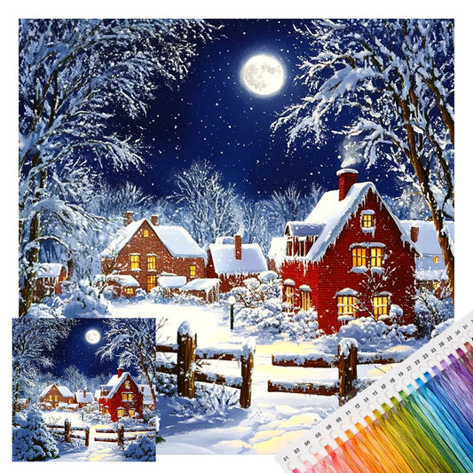 Weihnachtshütte – Vollständiges 14CT gestempeltes Kreuzstich-Set 40x40CM – Huacan